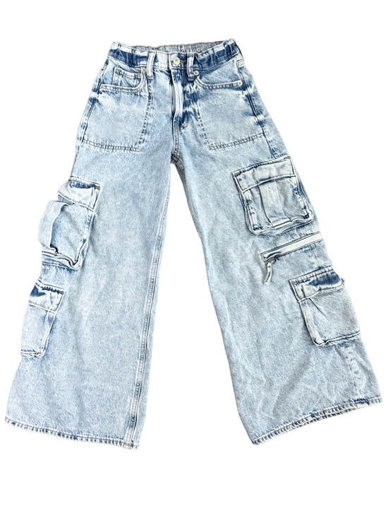 GAP Other - Gap Kids Girls Baggy Cargo Jeans Size 12 Slim Light Wash Wide Leg Denim